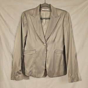 Chic Women's‎ Silver Satin Pinstripe Blazer Yumi Mazao 38 Lined